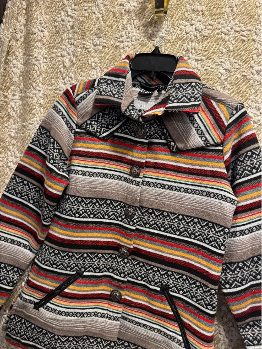 Cruel Denim Women's Serape Stripe Western Aztec Quilted-Lined Jacket/Coat Size S